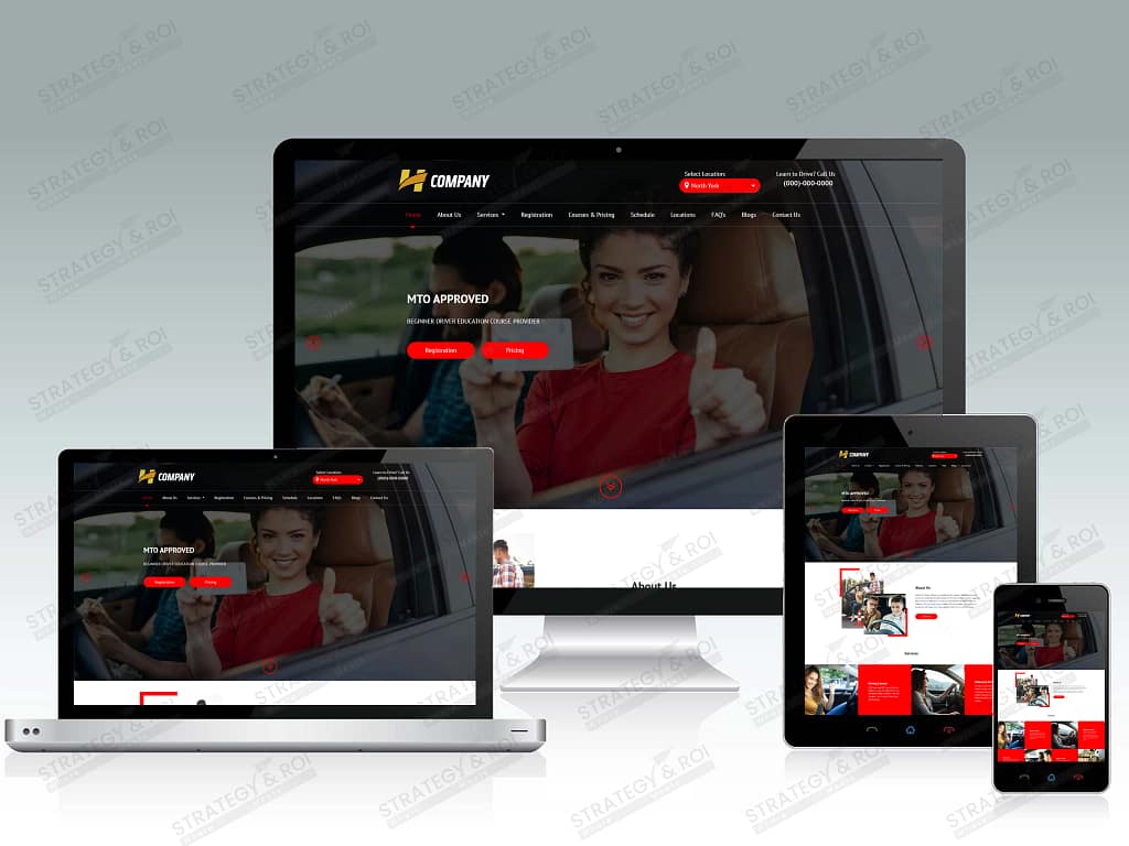 custom driving school website design
