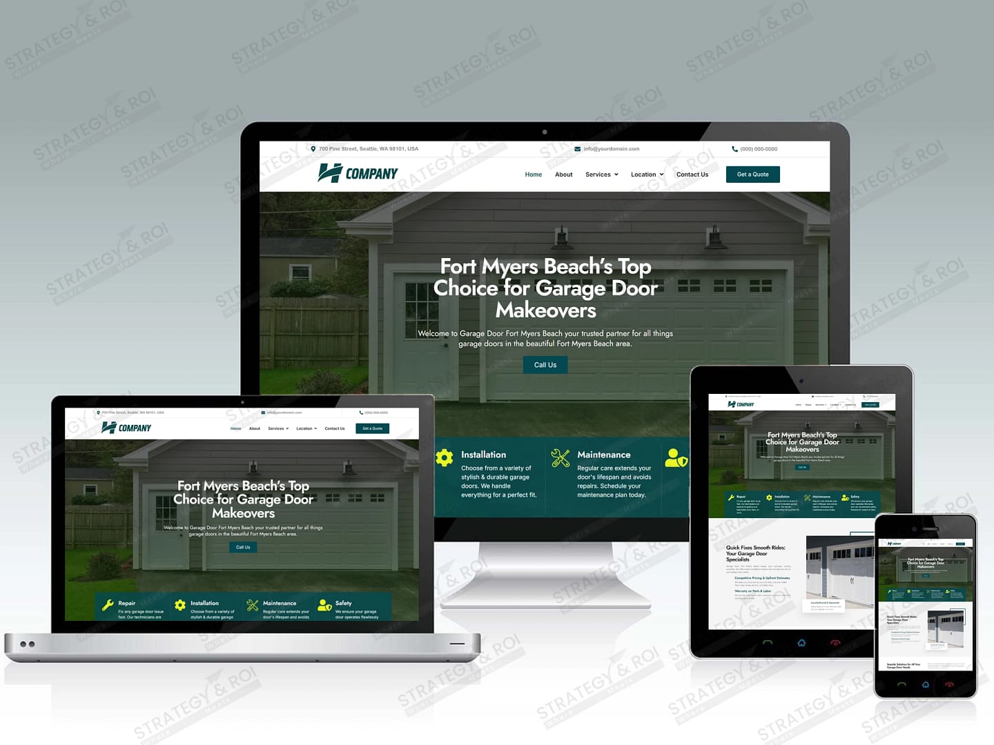 landing page design for garage door website
